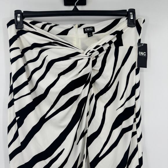 INC International Concepts Women Midi Twist Skirt Zebra Print Black White XL - Picture 4 of 12